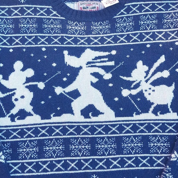 Adventure ahead Best Brand Disney Store Wool SKI sweater Goofy Donald & Mickey - Picture 2 of 9